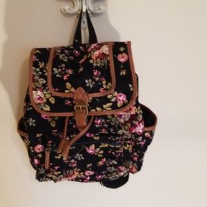 Corduroy floral backpack